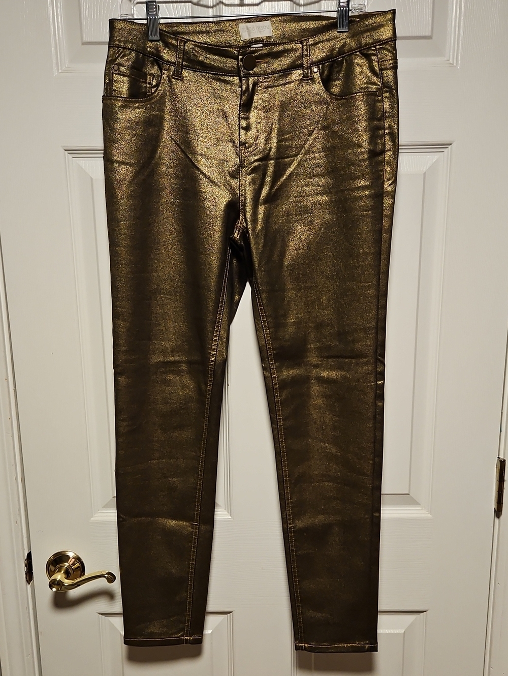 Bisou Bisou Metallic Gold Skinny Jeans